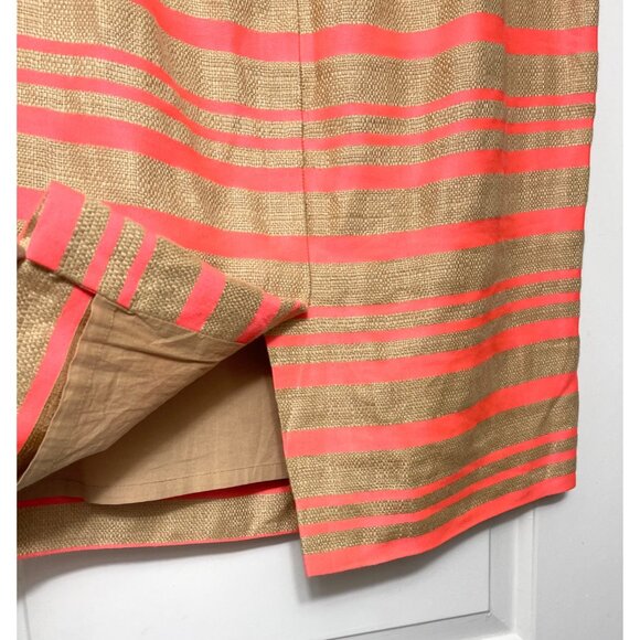 J.Crew Linen Blend Pencil Skirt Coral & Tan Stripes Size 6 - Picture 6 of 12